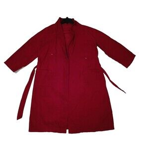 Red Long Wraparound Corduroy Dress Belted Long Sleeve
